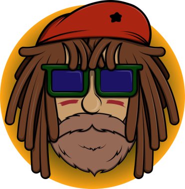   Rastafaryan gözlüklü bir adamın vektör çizimi.