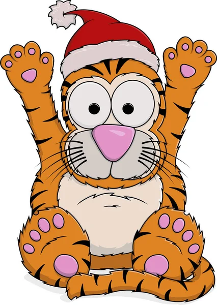 Векторная Иллюстрация Рождественского Тигра — стоковый вектор