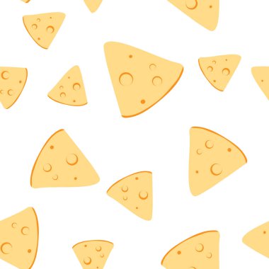 Dilimlenmiş peynir deseni. Organik gıda geçmişi. Çizgi film tarzı. Vektör illüstrasyonu.