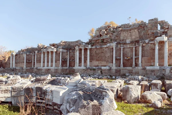 Ancient City Side Turkije Antieke Ruïnes Historisch Oud Gebouw Met — Stockfoto