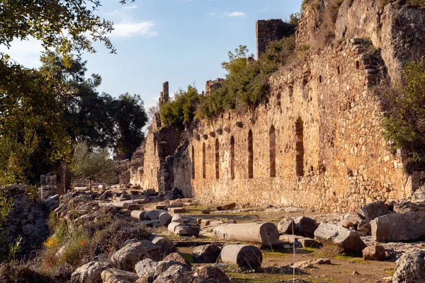 Antica Città Syedra Turchia Bella Vista Antico Edificio Rovina Ricoperto — Foto Stock