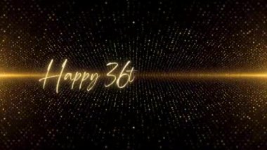 4K Happy Birthday text animation. Animated Happy Birthday with golden text. Black and golden bokeh background. Suitable for Birthday event, party and celebration.