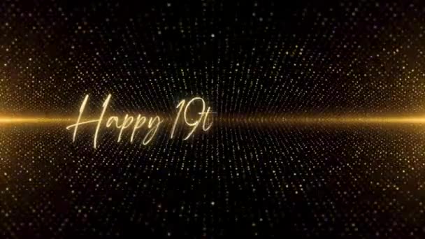 Happy Birthday Text Animation Animated Happy Birthday Golden Text Black — 图库视频影像