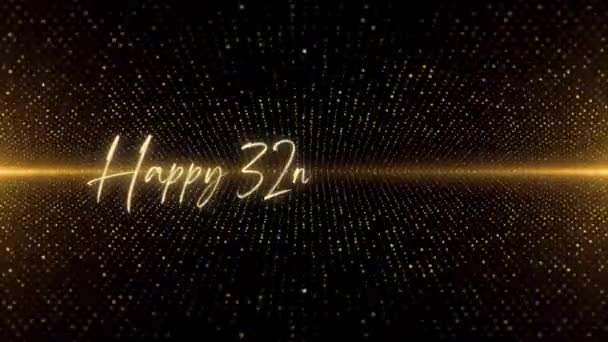Текстовая Анимация Happy Birthday Animated Happy Birthday Gold Text Черный — стоковое видео