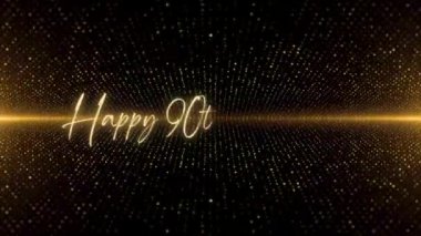 4K Happy Birthday text animation. Animated Happy Birthday with golden text. Black and golden bokeh background. Suitable for Birthday event, party and celebration.