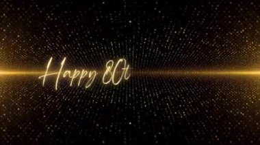 4K Happy Birthday text animation. Animated Happy Birthday with golden text. Black and golden bokeh background. Suitable for Birthday event, party and celebration.