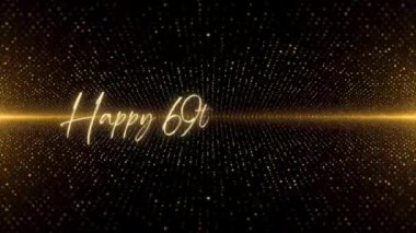 4K Happy Birthday text animation. Animated Happy Birthday with golden text. Black and golden bokeh background. Suitable for Birthday event, party and celebration.