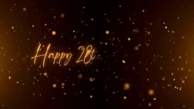 4K Happy Anniversary Text Animation. Animated Happy Anniversary with golden text. Black and golden bokeh background. Suitable for anniversary event, party and celebration.
