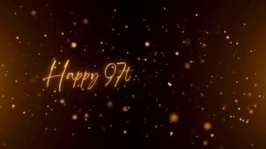4K Happy Anniversary Text Animation. Animated Happy Anniversary with golden text. Black and golden bokeh background. Suitable for anniversary event, party and celebration.