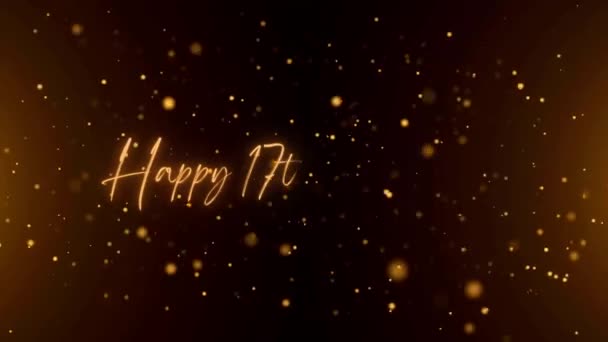 Щаслива Річниця Текстова Анімація Анімована Щаслива Річниця Золотим Текстом Чорно — стокове відео