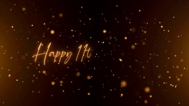Happy Anniversary Text Animation Animated Happy Anniversary Golden Text Black — Αρχείο Βίντεο