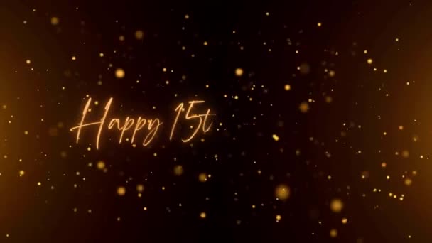 Happy Anniversary Text Animation Animated Happy Anniversary Golden Text Black — Stock video