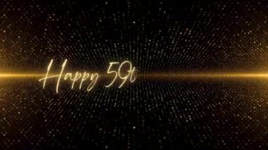 4K Happy Birthday text animation. Animated Happy 59th Birthday with golden text. Black and golden bokeh background. Suitable for Birthday event, party and celebration.