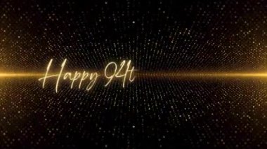 4K Happy Birthday text animation. Animated Happy 94th Birthday with golden text. Black and golden bokeh background. Suitable for Birthday event, party and celebration.