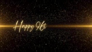 4K Happy Birthday text animation. Animated Happy 96th Birthday with golden text. Black and golden bokeh background. Suitable for Birthday event, party and celebration.