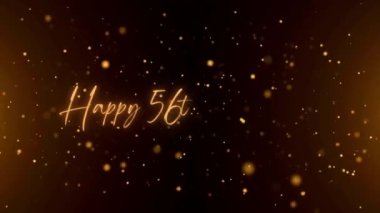 4K Happy Anniversary  text animation. Animated Happy 56th anniversary with golden text. Black and golden bokeh background. Suitable for anniversary event, party and celebration.