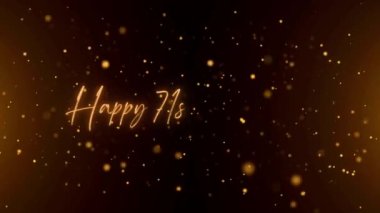 4K Happy Anniversary  text animation. Animated Happy 71st anniversary with golden text. Black and golden bokeh background. Suitable for anniversary event, party and celebration.