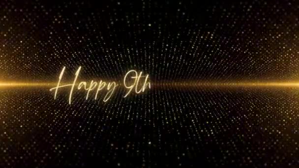 Happy Birthday Text Animation Animated Happy 9Th Birthday Golden Text — Αρχείο Βίντεο