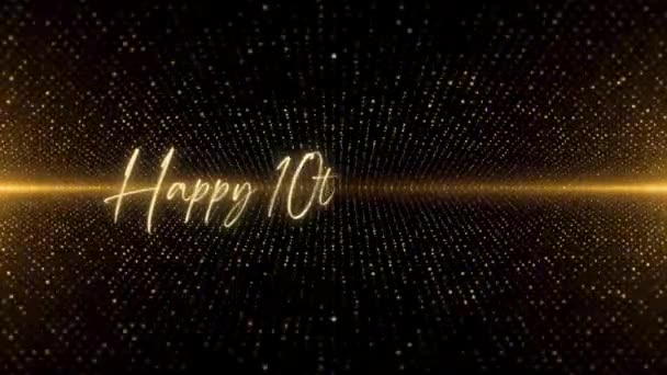 Happy Birthday Text Animation Animated Happy 10Th Birthday Golden Text — Stok video
