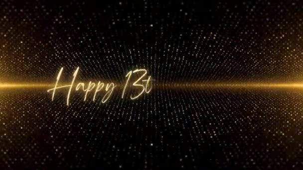 Happy Birthday Text Animation Animated Happy 13Th Birthday Golden Text — Stok video