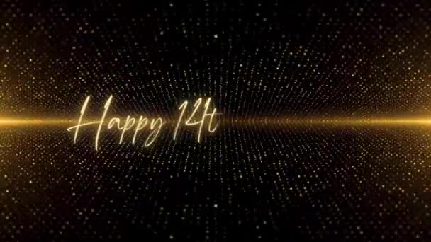 Happy Birthday Text Animation Animated Happy 14Th Birthday Golden Text — стоковое видео