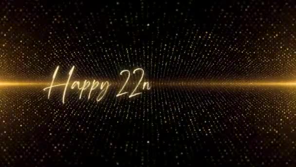 Happy Birthday Text Animation Animated Happy 22Nd Birthday Golden Text — Vídeo de Stock