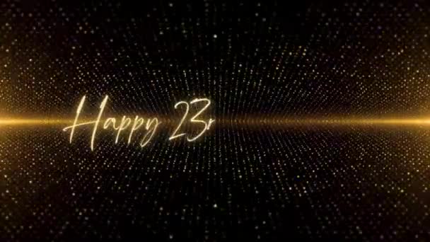 Happy Birthday Text Animation Animated Happy 23Rd Birthday Golden Text — ストック動画