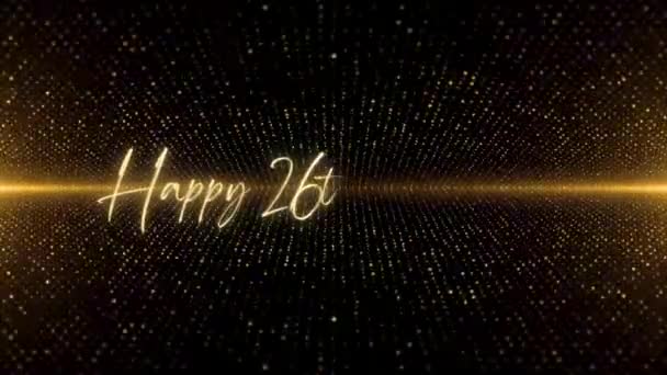 Happy Birthday Text Animation Animated Happy 26Th Birthday Golden Text — Stockvideo