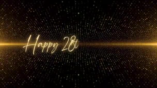 Happy Birthday Text Animation Animated Happy 28Th Birthday Golden Text — 图库视频影像