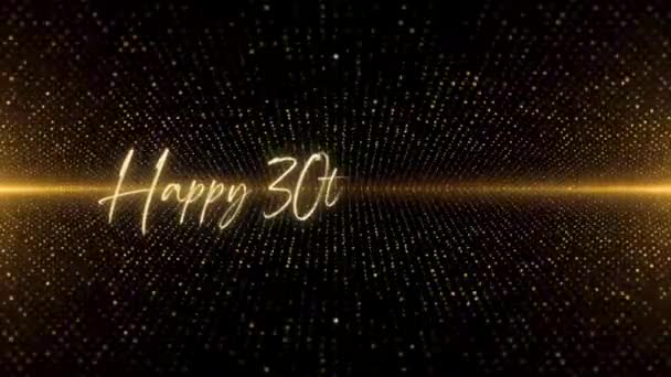 Happy Birthday Text Animation Animated Happy 30Th Birthday Golden Text — стоковое видео