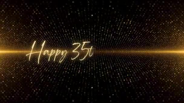 Happy Birthday Text Animation Animated Happy 35Th Birthday Golden Text — Vídeo de Stock