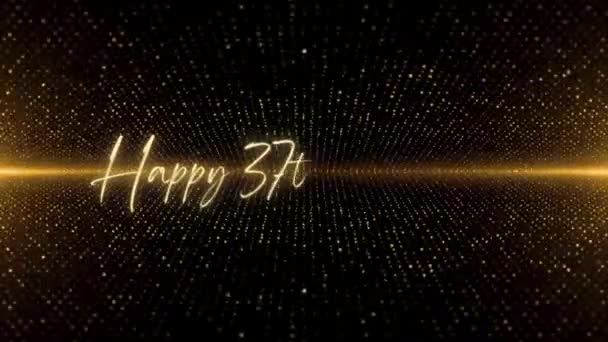 Happy Birthday Text Animation Animated Happy 37Th Birthday Golden Text — Vídeo de Stock