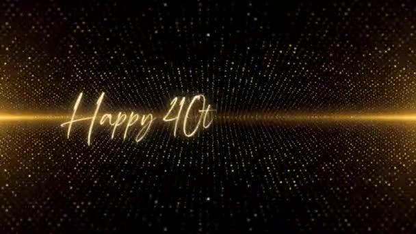 Happy Birthday Text Animation Animated Happy 40Th Birthday Golden Text — Vídeo de Stock