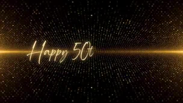 Happy Birthday Text Animation Animated Happy 50Th Birthday Golden Text — Vídeo de stock