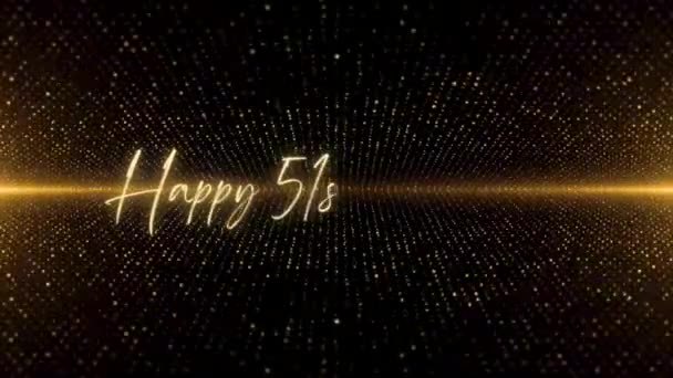 Happy Birthday Text Animation Animated Happy 51St Birthday Golden Text — стоковое видео
