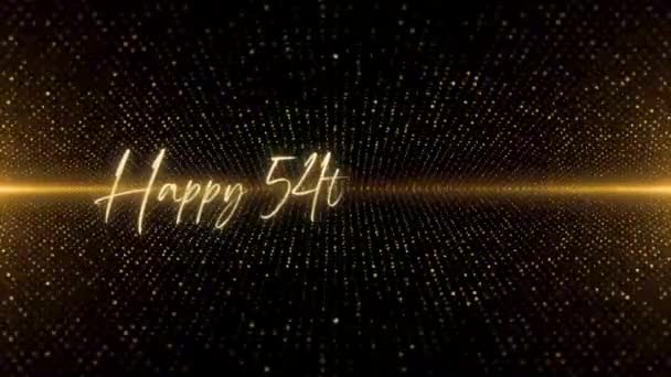 Happy Birthday Text Animation Animated Happy 54Th Birthday Golden Text — Vídeo de Stock