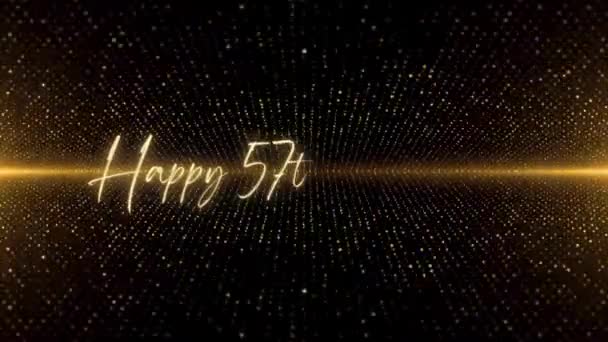 Happy Birthday Text Animation Animated Happy 57Th Birthday Golden Text — Stock Video