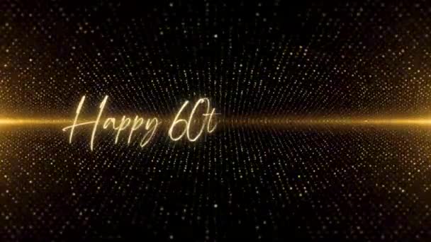 Happy Birthday Text Animation Animated Happy 60Th Birthday Golden Text — Vídeo de stock