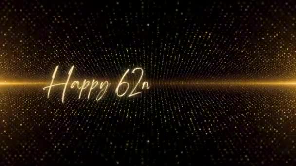 Happy Birthday Text Animation Animated Happy 62Nd Birthday Golden Text — Vídeo de stock