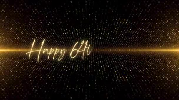 Happy Birthday Text Animation Animated Happy 64Th Birthday Golden Text — Video Stock