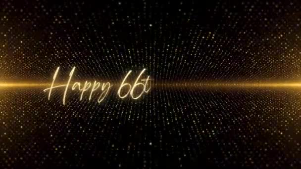 Happy Birthday Text Animation Animated Happy 66Th Birthday Golden Text — Vídeo de stock