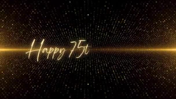 Happy Birthday Text Animation Animated Happy 75Th Birthday Golden Text — Vídeo de Stock