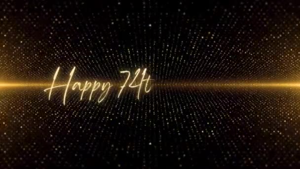 Happy Birthday Text Animation Animated Happy 74Th Birthday Golden Text — Stockvideo