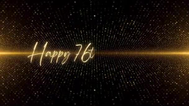 Happy Birthday Text Animation Animated Happy 76Th Birthday Golden Text — Stockvideo