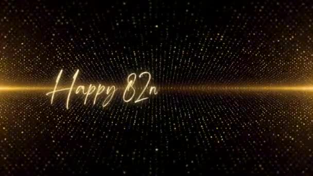 Happy Birthday Text Animation Animated Happy 82Nd Birthday Golden Text — Αρχείο Βίντεο