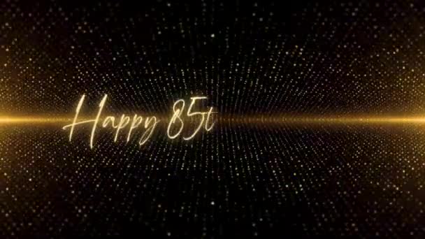 Happy Birthday Text Animation Animated Happy 85Th Birthday Golden Text — Vídeo de stock