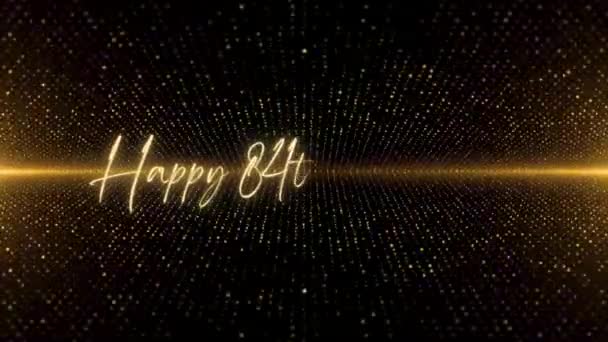 Happy Birthday Text Animation Animated Happy 84Th Birthday Golden Text — Vídeo de stock