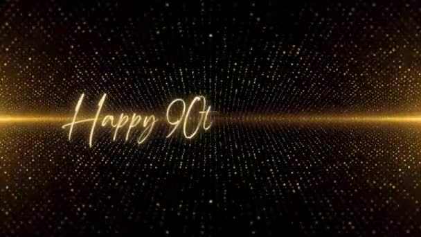 Happy Birthday Text Animation Animated Happy 90Th Birthday Golden Text — Vídeo de Stock