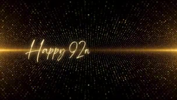 Happy Birthday Text Animation Animated Happy 92Nd Birthday Golden Text — Vídeo de stock