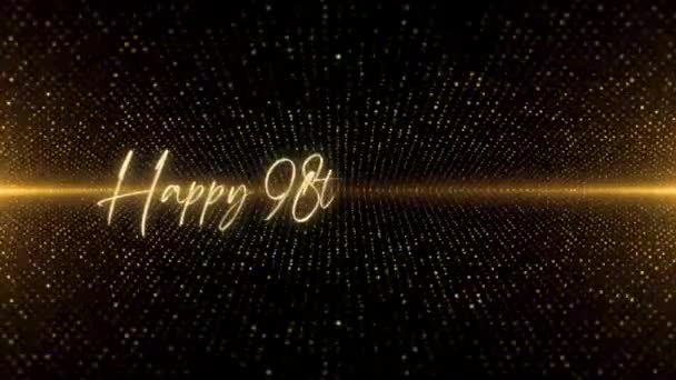 Happy Birthday Text Animation Animated Happy 98Th Birthday Golden Text — Vídeo de stock